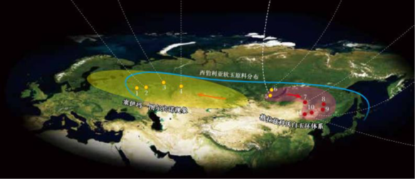 格拉茲科沃玉環在歐亞大陸的分佈。（圖片由作者提供）