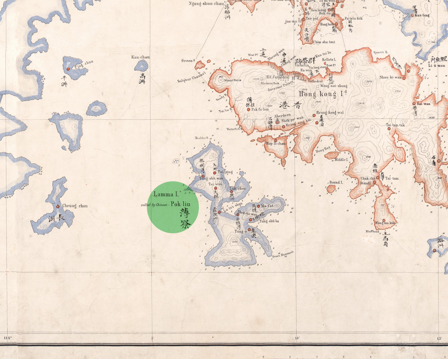1866年《新安縣全圖》中被稱為薄寮的南丫島