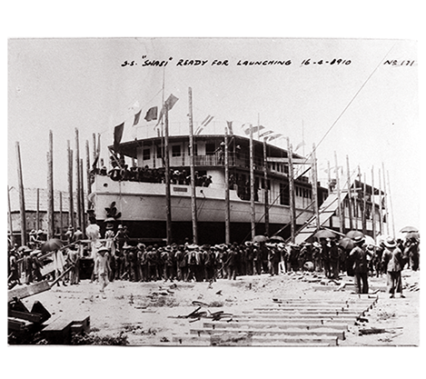 太古船塢建造的第一艘蒸汽船「沙市號」於1910年下水。（圖片來源：太古集團網站）
